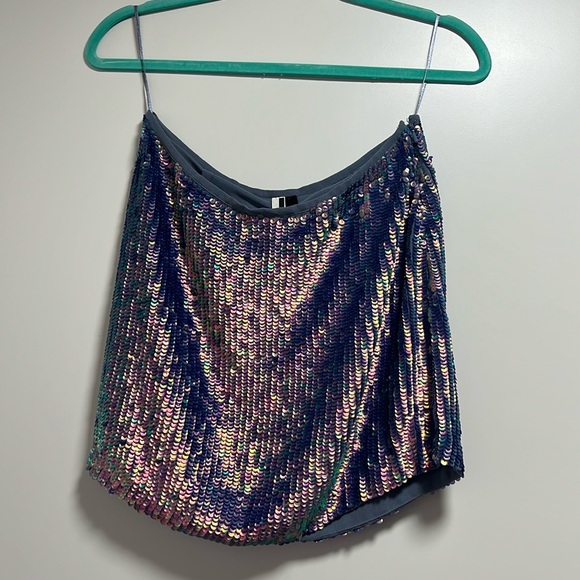 Topshop Iridescent Sequin Mini Skirt - Picture 1 of 9